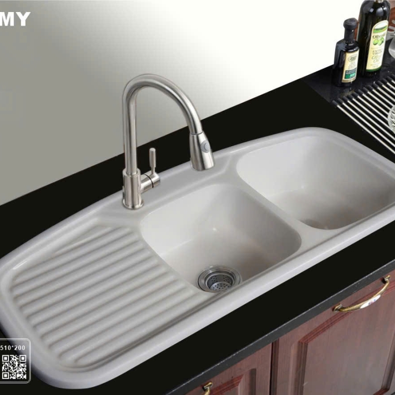 Chậu Đá Tinh Tế Hai Ngăn Bàn Chờ Phong Cách Truyền Thống S2NC-04