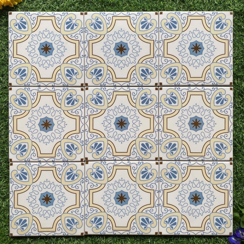 Gạch bông porcelain 200x200mm họa tiết Địa Trung Hải xanh nhạt – BHHOMETILES ADP 25