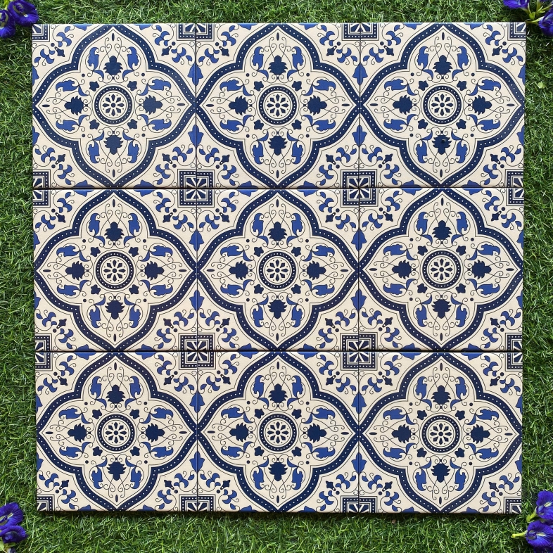 🌿 Gạch bông porcelain 20x20cm họa tiết xanh coban – thanh lịch và đầy hoài niệm ADP 28