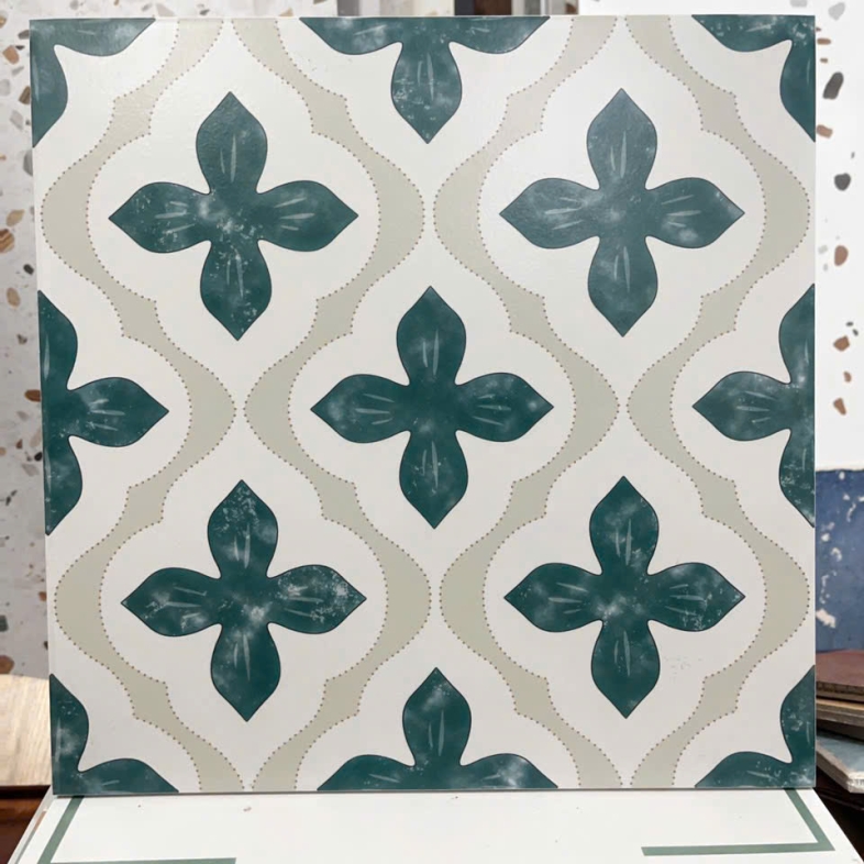 💚  GẠCH BÔNG CỔ ĐIỂN XANH NGỌC 300x300mm