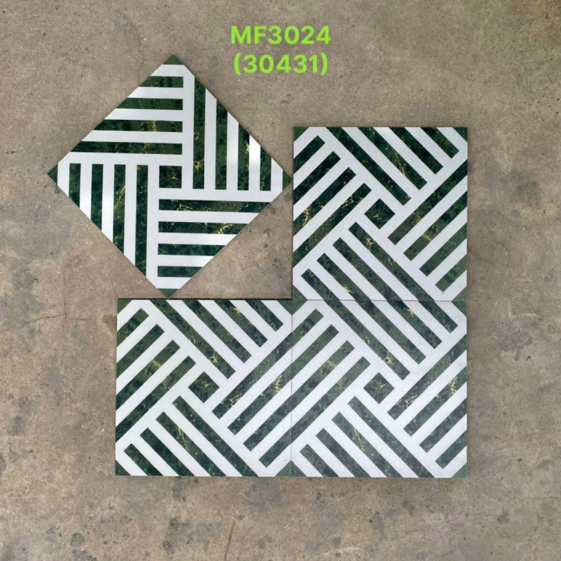 🖤 GẠCH BÔNG 300x300mm HOA VĂN SỌC ĐAN XANH NGỌC – MF3024 BHHOMETILES