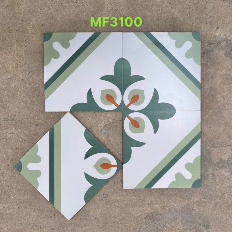 💚 GẠCH BÔNG 300x300mm HOA LÁ XANH NGỌC – MF3100 BHHOMETILES