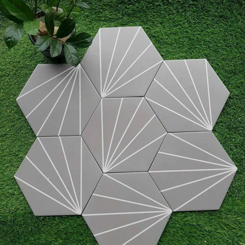 GẠCH LỤC GIÁC 20x23cm HỌA TIẾT NAN QUẠT – SỰ TINH GỌN CỦA NGHỆ THUẬT HIỆN ĐẠI BHHOMETILES