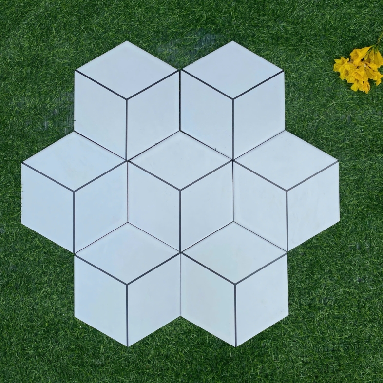 🤍 GẠCH LỤC GIÁC 20x23cm  3D TRẮNG – TINH KHIẾT & HIỆN ĐẠI BHHOMETILES