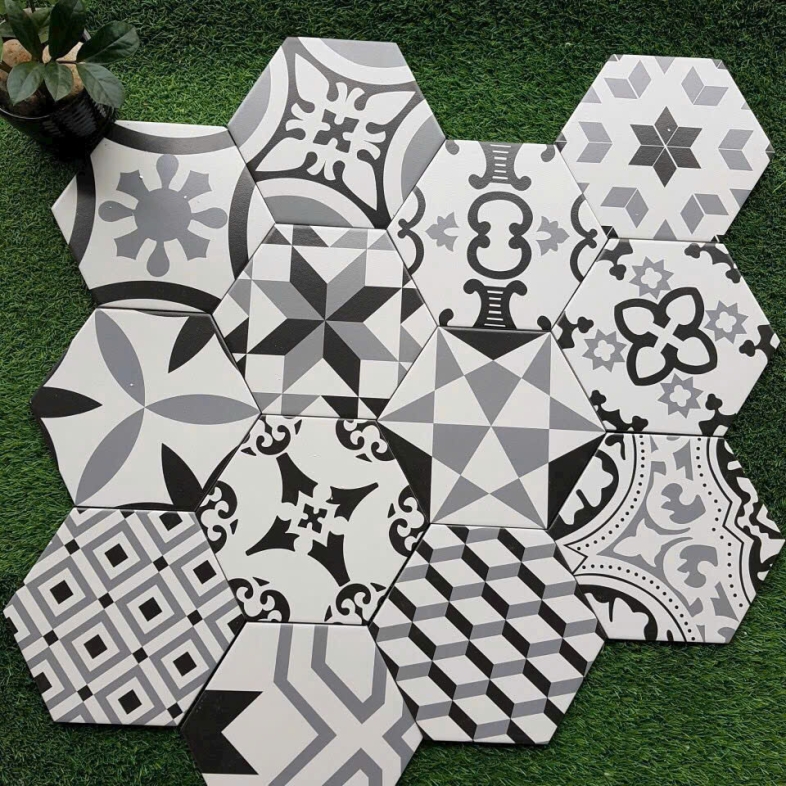 GẠCH LỤC GIÁC 20x23cm MIX ĐEN TRẮNG – CÁ TÍNH TRONG TỪNG HỌA TIẾT BHHOMETILES