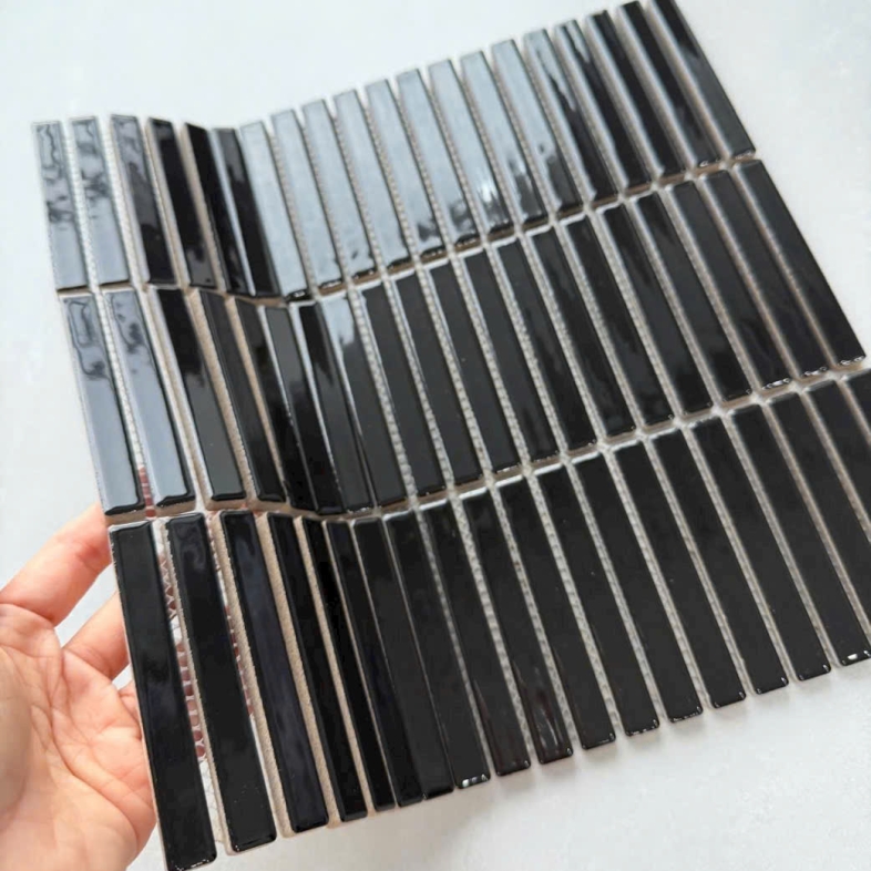 Gạch Mosaic 282x296x6mm Đũa Đen Bóng Cao Cấp – Định Nghĩa Sự Sang Trọng BHHOMETILES