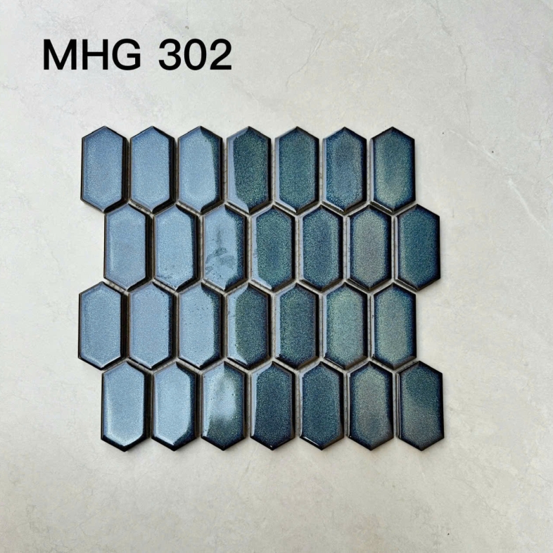 Gạch Mosaic Lục Giác Men Hiệu Ứng Xanh Rêu – MHG 302