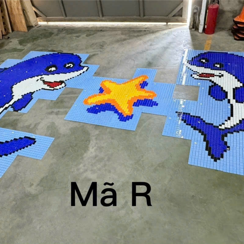 🐋 Tranh Mosaic Cá Heo & Sao Biển – Mã R BHHOMETILES
