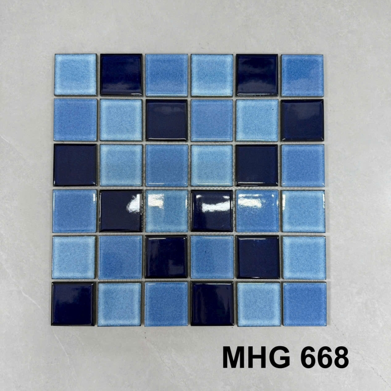 Gạch Mosaic Hồ Bơi  Xanh Biển MHG 668 – Sắc lam của sự thư giãn và tinh tế BHHOMETILES