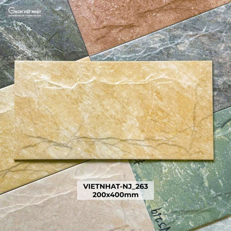 🪨 Gạch Việt Nhật 20×40cm – NJ_263 | Vân đá tone vàng mật ong | Vẻ đẹp bền vững theo thời gian | BHHometiles