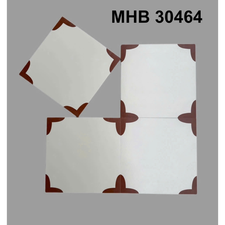 Gạch bông 300x300mm lá cách điệu màu đất nung GB 30464