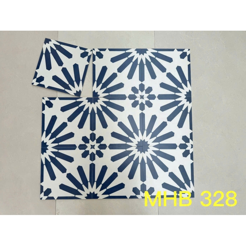 Gạch bông 300x300mm xanh hoa văn tân cổ điển GB 328