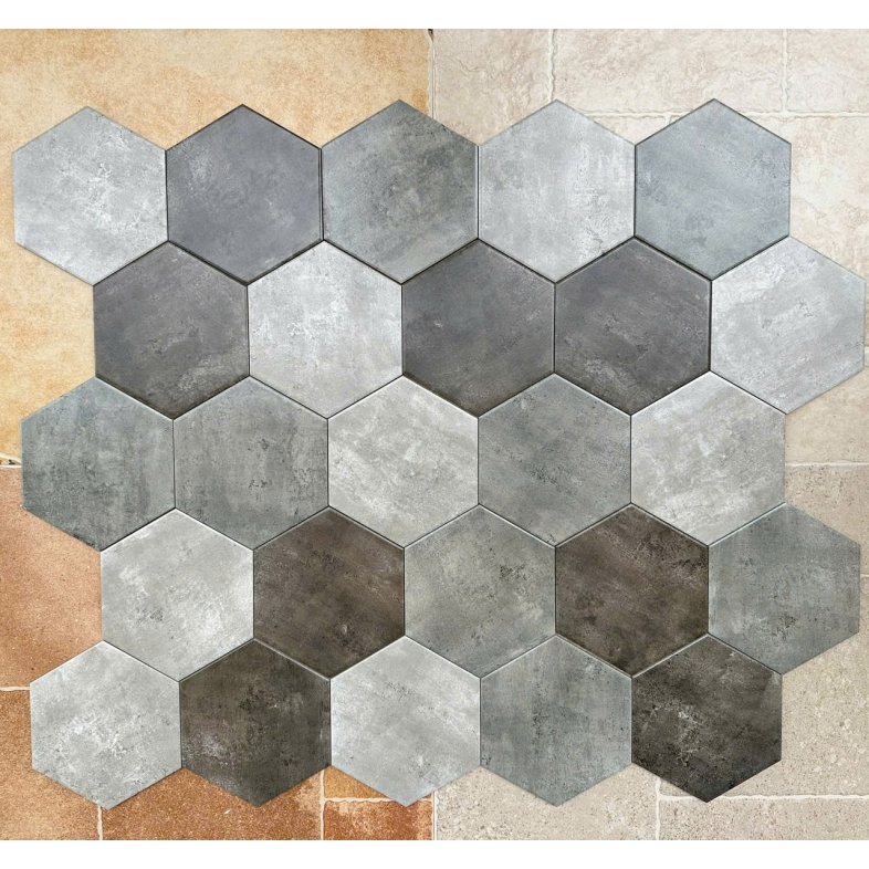 Gạch Lục Giác 20x23cm Màu Xám Khói MIX MÀU