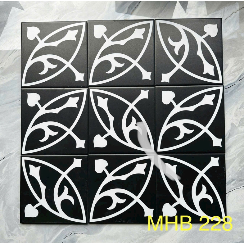 Gạch bông vintage đen cổ điển 200x200mm GB 228