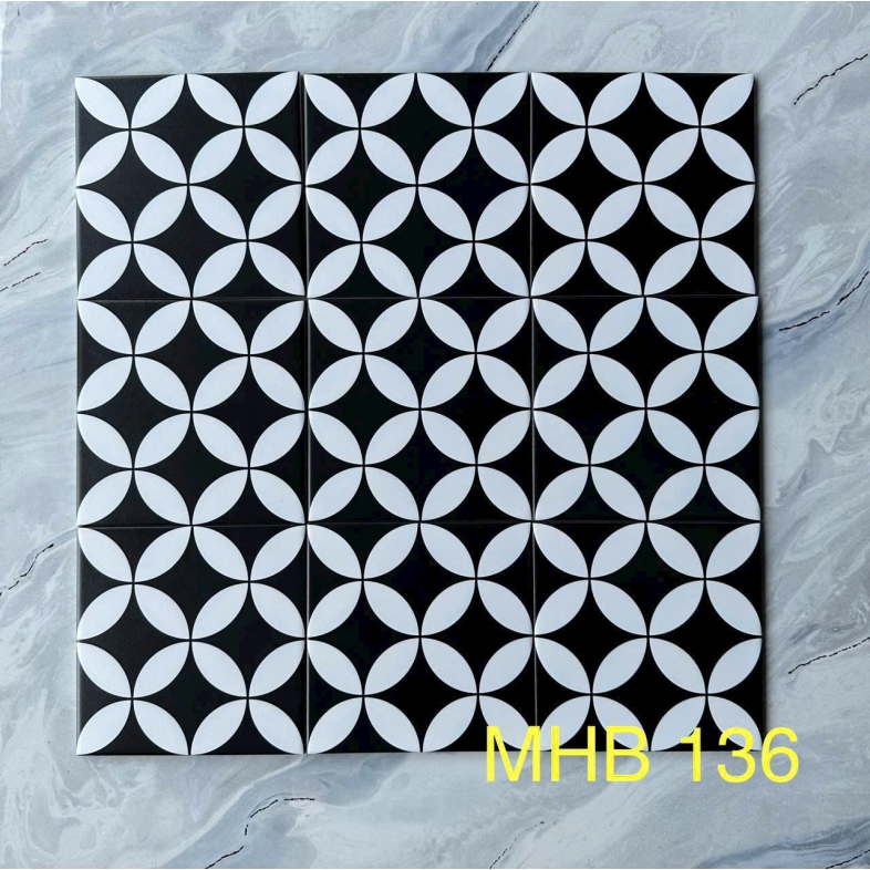 Hoa lá trắng 200x200mm – Họa tiết hoa lá cổ điển GB 136