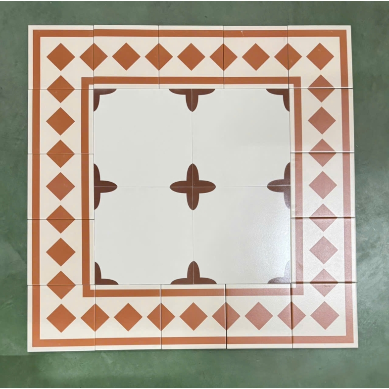 GẠCH VIỀN VÀ GÓC ĐẸP CHO GẠCH BÔNG 200X200MM MÀU CAM