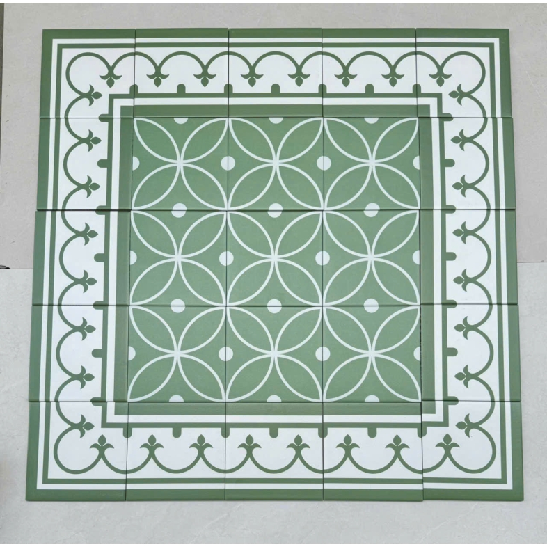 GẠCH VIỀN VÀ GÓC ĐẸP CHO GẠCH BÔNG 200X200MM MÀU XANH LÁ 