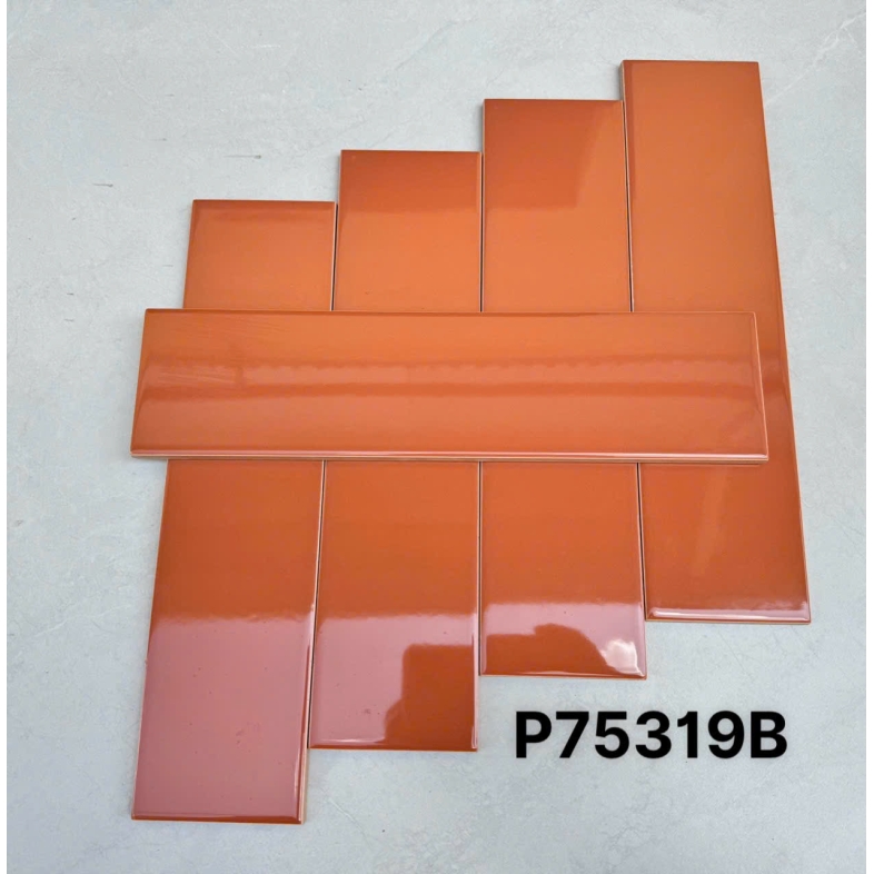 Gạch thẻ cam loang handmade 75x300mm – Tinh tế, đầy cảm xúc AQUA 75319B