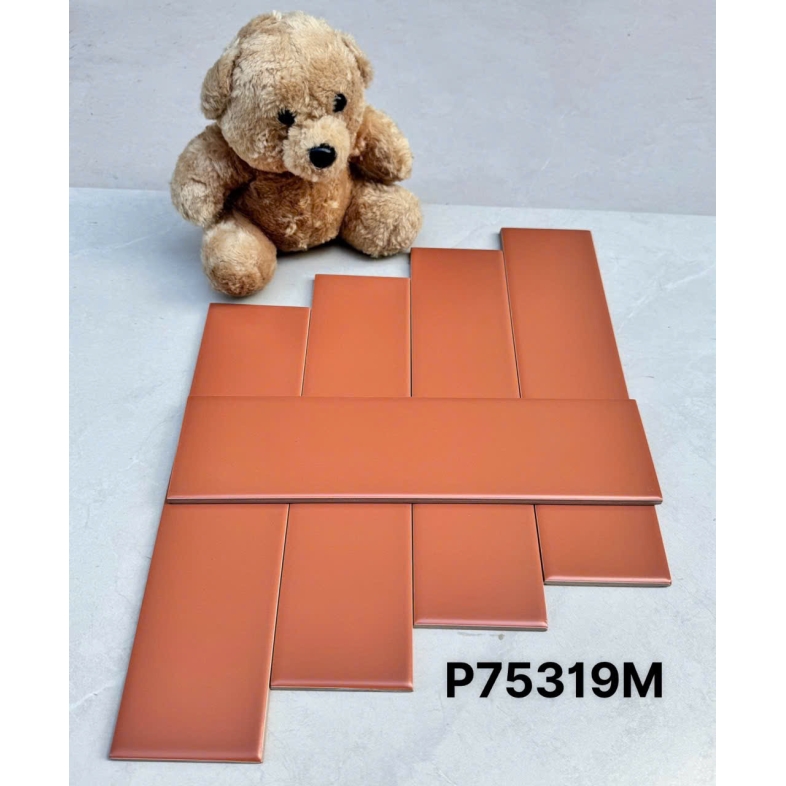 Gạch thẻ cam đất mờ 75x300mm – Phong cách phá cách & ấm cúng AQUA 75319M