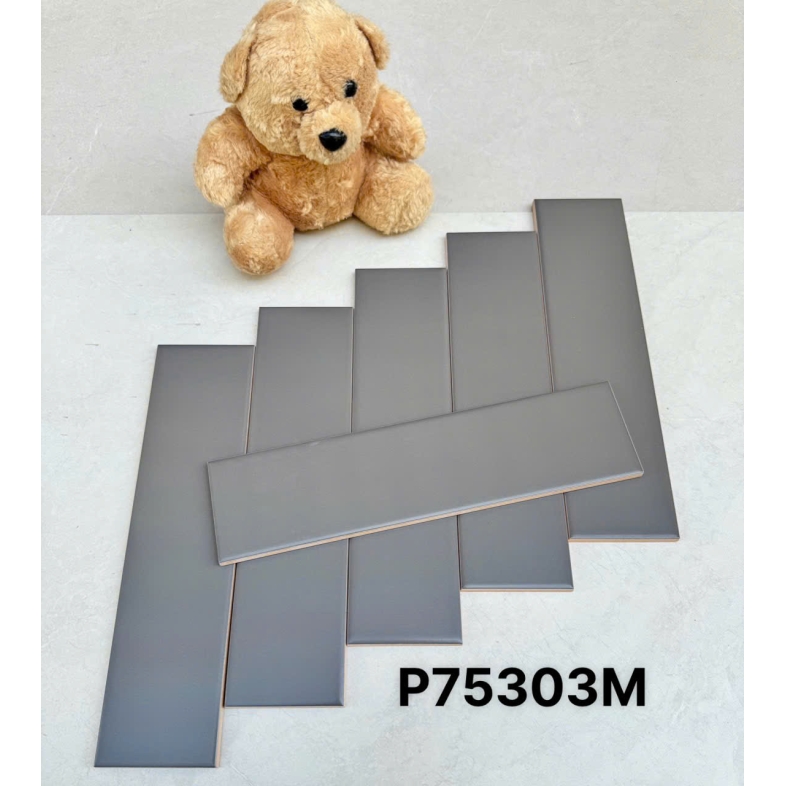 Gạch thẻ xám tro mờ 75x300mm – Tối giản, dễ phối nội thất AQUA 75303M