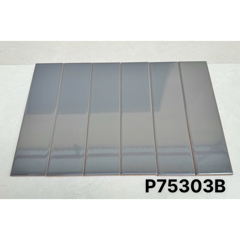 Gạch thẻ xám đậm bóng 75x300mm – Cá tính, nổi bật không gian AQUA 75303B