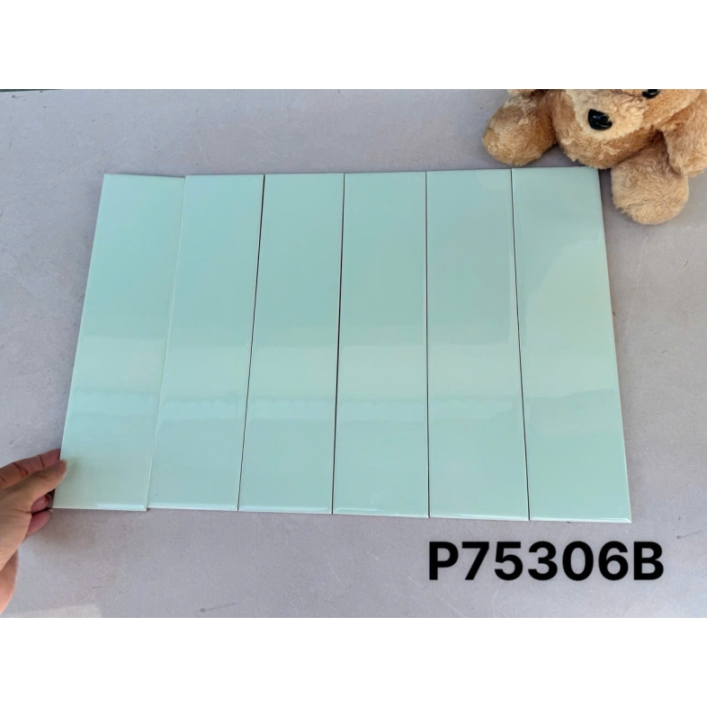 Gạch thẻ xanh mint nhẹ mờ 75x300mm – Phong cách Hàn Quốc hiện đại AQUA 75306
