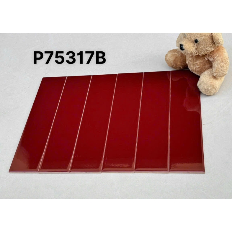 Gạch thẻ đỏ cherry bóng 75x300mm – Sang trọng & nổi bật AQUA 75317B