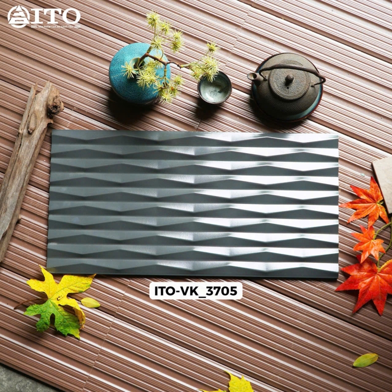 Gạch ITO Kumo 25x50cm – Xám Gợn Mây 3D VK 3705