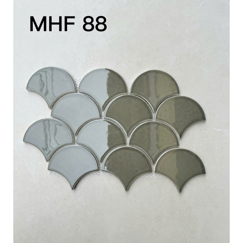 Gạch Vảy Cá Màu Xám Đậm MHF 88 – Cân Bằng Sáng Tối, Làm Mềm Không Gian Hiện Đại 220x325x8mm