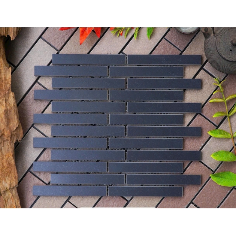 Gạch Vỉ VKK 1907 Đen Tĩnh Âm 290x295mm – Dáng Chip 20x145mm