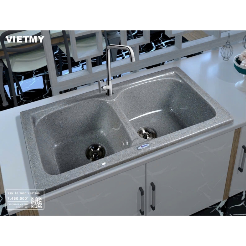 Chậu Đá Rửa Chén Nhân Tạo 2 Ngăn DuoStone S2N-10