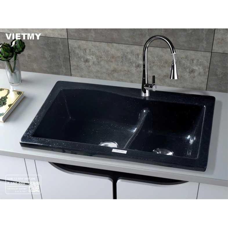 Chậu Đá Rửa Chén Nhân Tạo 2 Ngăn DoubleClassic S2N-12