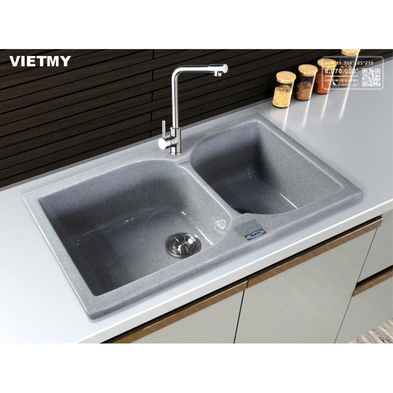 Chậu Đá Rửa Chén Nhân Tạo 2 Ngăn DuoPure S2N-16