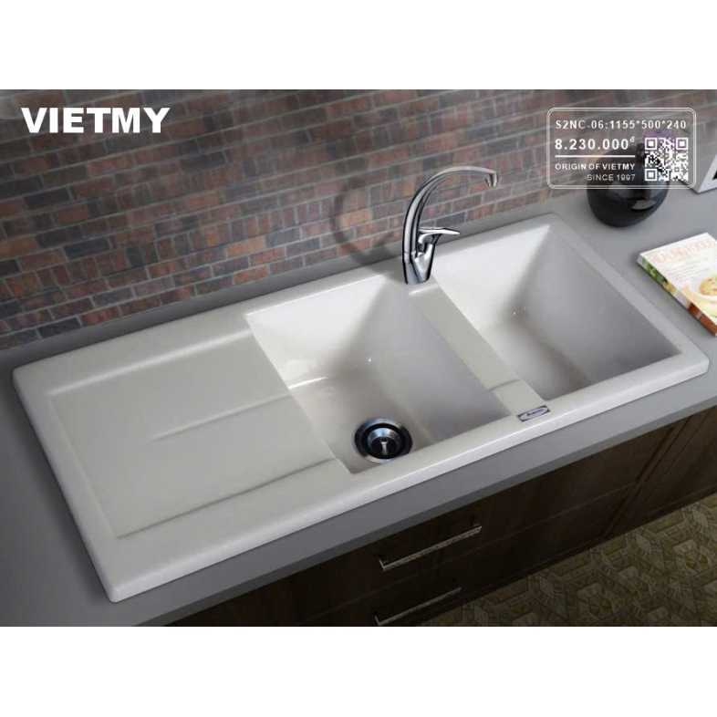 Chậu Đá Kyoto – 2 Ngăn & Bàn Chờ Đa Năng S2NC-06