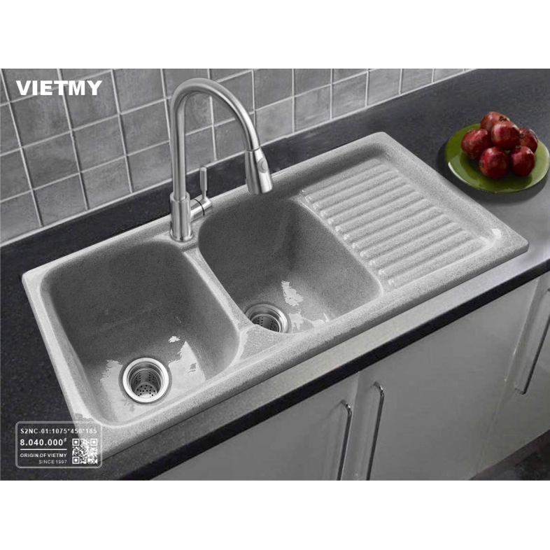Chậu Đá Rửa Chén Nhân Tạo 2 Ngăn DoubleHarmony S2NC-01