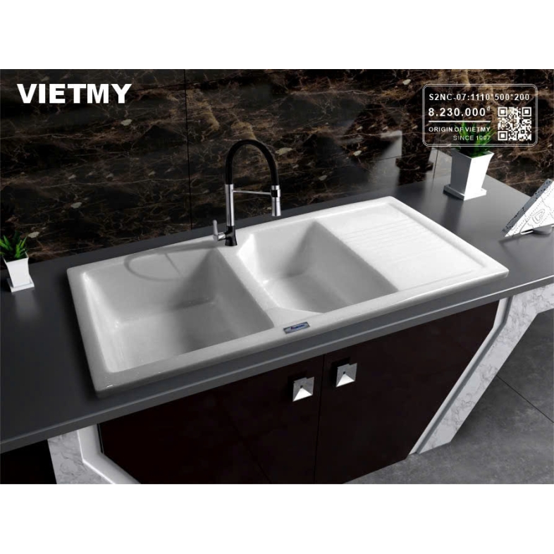 Chậu Rửa 2 Ngăn Sabi Grey – Thẩm Mỹ Wabi-Sabi S2NC-07