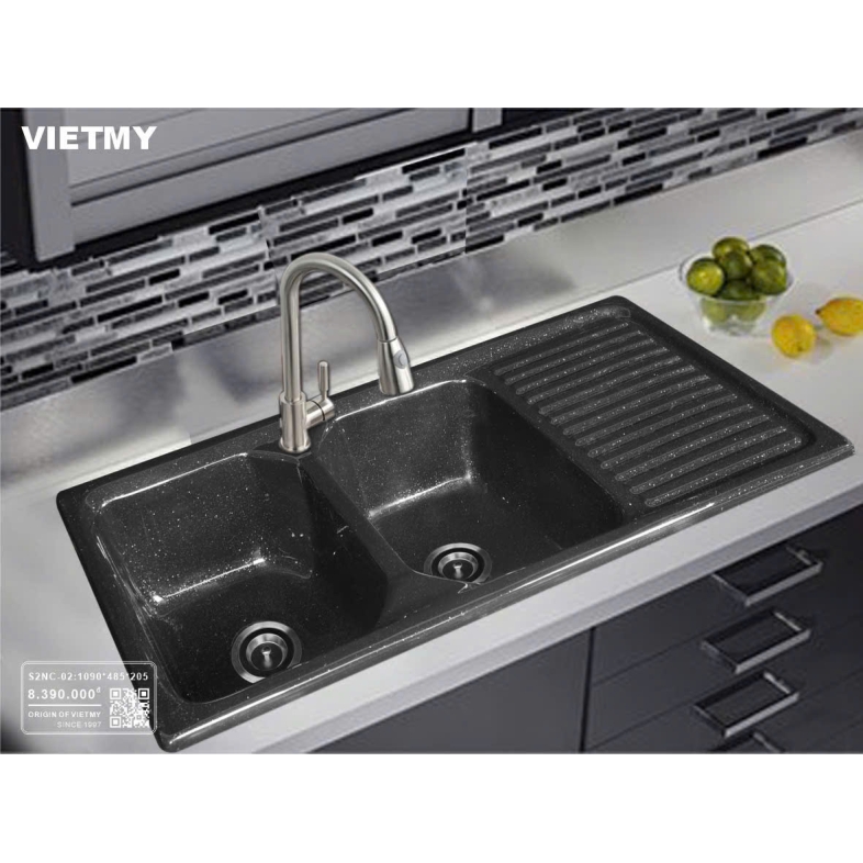 Chậu Đá Rửa Chén Nhân Tạo 2 Ngăn DualModern S2NC-02