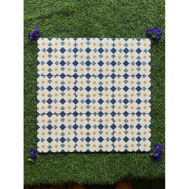 Gạch bông Địa Trung Hải sắc xanh vàng – BHHOMETILES (200x200mm) ADP 16