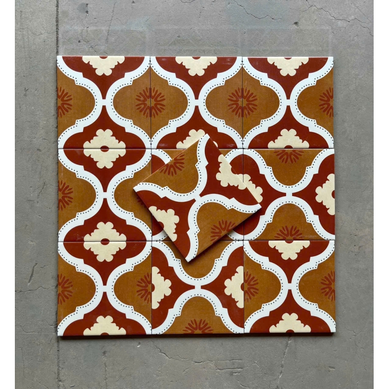 🧡 Gạch bông porcelain 20x20cm – Sắc nâu đất và cam sẫm, hoài niệm và tinh tế ADP 32