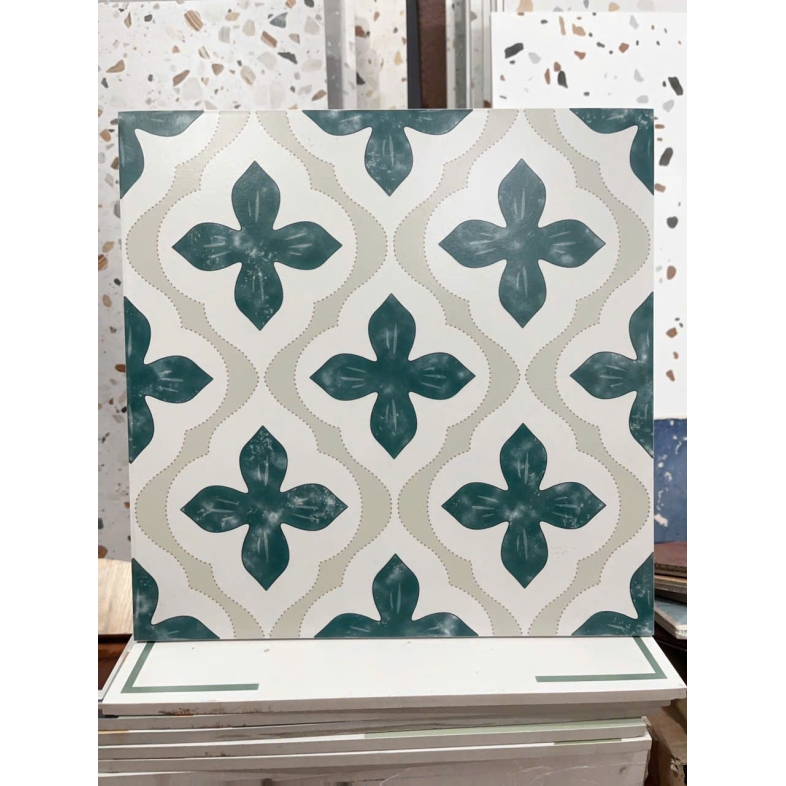 💚  GẠCH BÔNG CỔ ĐIỂN XANH NGỌC 300x300mm