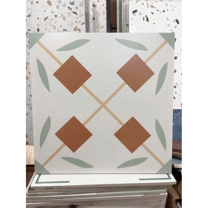 🧡 GẠCH BÔNG HÌNH HỌC NÂU ĐẤT 300x300MM – XƯƠNG PORCELAIN CAO CẤP BHHOMETILES