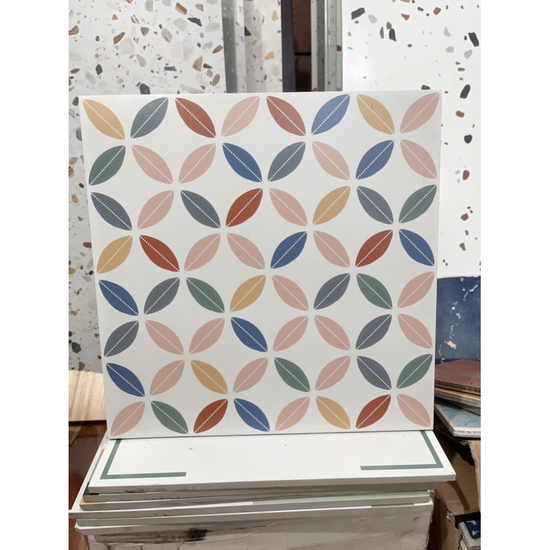 🌿 GẠCH BÔNG HOA LÁ ĐA SẮC 300x300MM – XƯƠNG PORCELAIN CAO CẤP BHHOMETILES