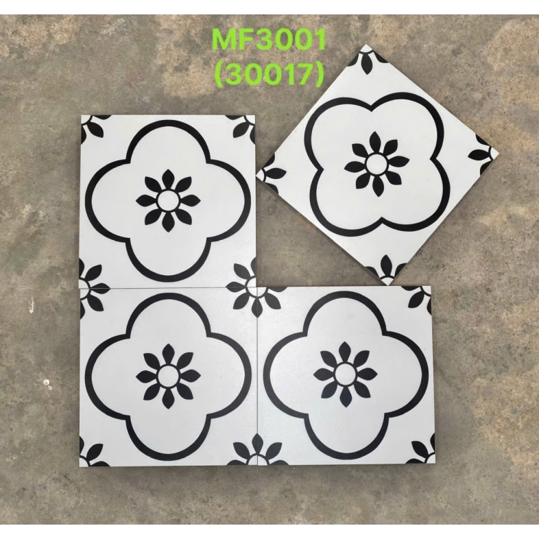 GẠCH BÔNG 300x300mm ĐEN TRẮNG CỔ ĐIỂN – MF3001 BHHOMETILES