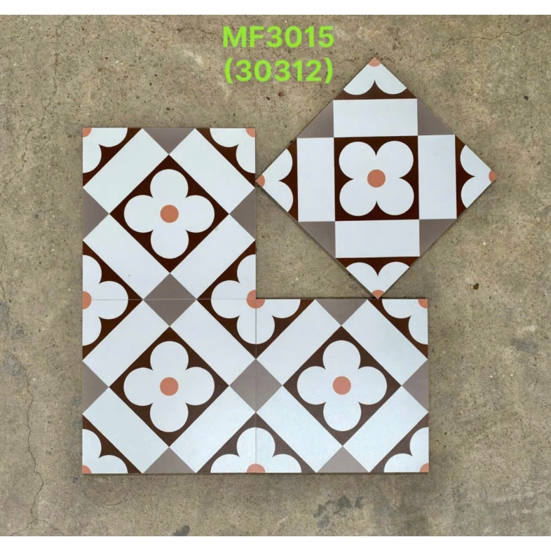 🌸 GẠCH BÔNG MF3015 – HOA VĂN CỔ ĐIỂN, SẮC MÀU ẤM ÁP 300x300mm BHHOMETILES