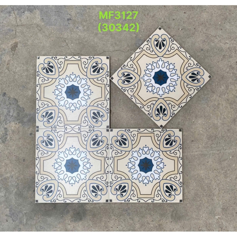 💙 GẠCH BÔNG MF3127 – SẮC XANH ĐỊA TRUNG HẢI THANH LỊCH  Kích thước: 300x300mm BHHOMETILES