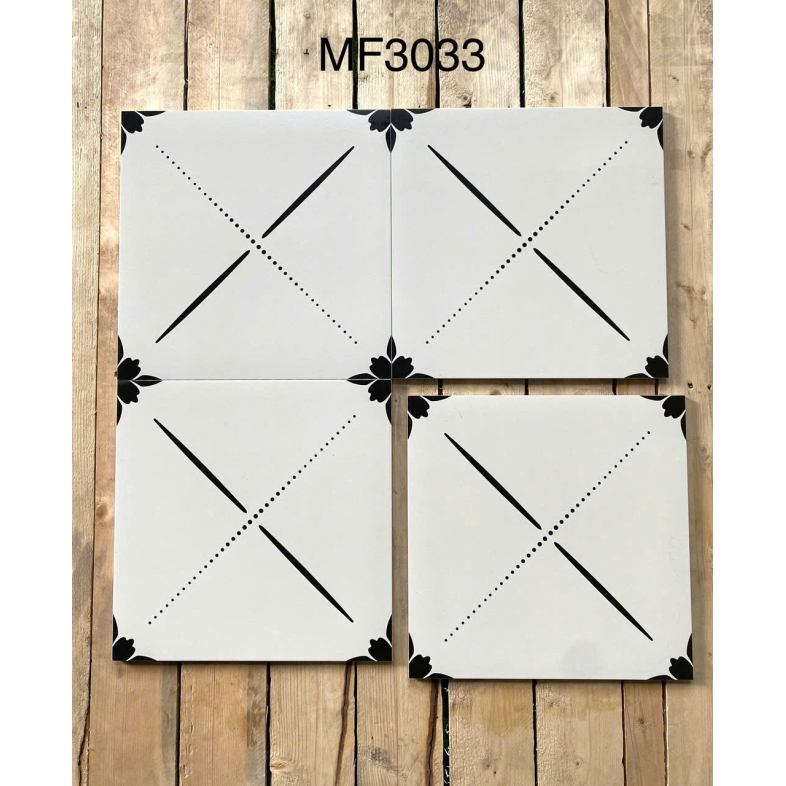 ⚪⚫ GẠCH BÔNG MF3033 – NÉT ĐẸP TỐI GIẢN, TINH TẾ TRONG TỪNG ĐƯỜNG NÉT 300x300mm BHHOMETILES