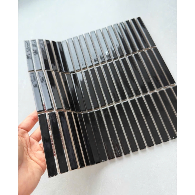 Gạch Mosaic 282x296x6mm Đũa Đen Bóng Cao Cấp – Định Nghĩa Sự Sang Trọng BHHOMETILES