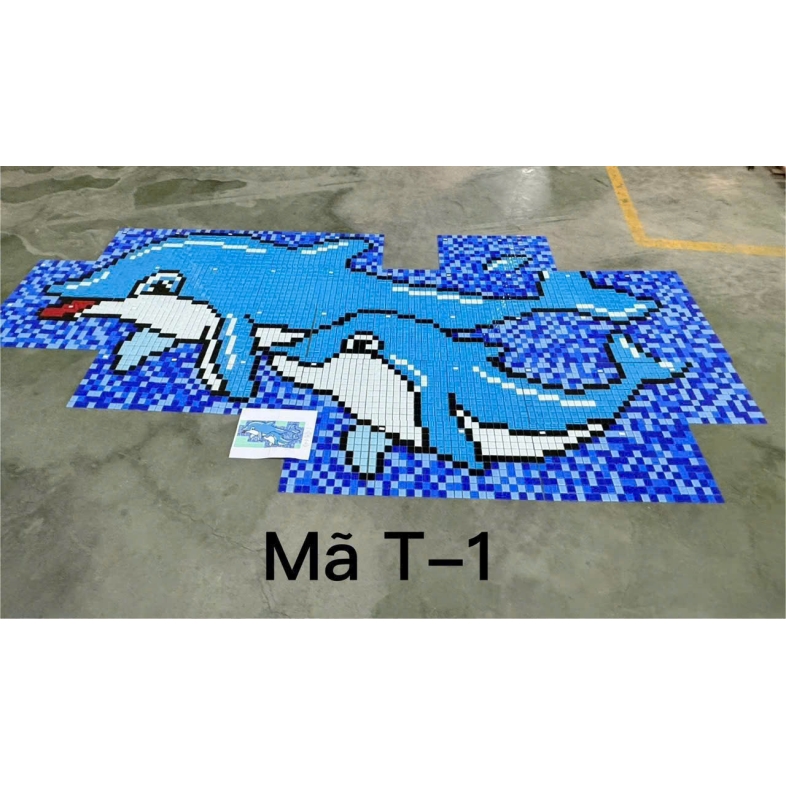🐬 Tranh Mosaic Cá Heo – Dấu Ấn Nghệ Thuật Cho Hồ Bơi Sang Trọng T-1