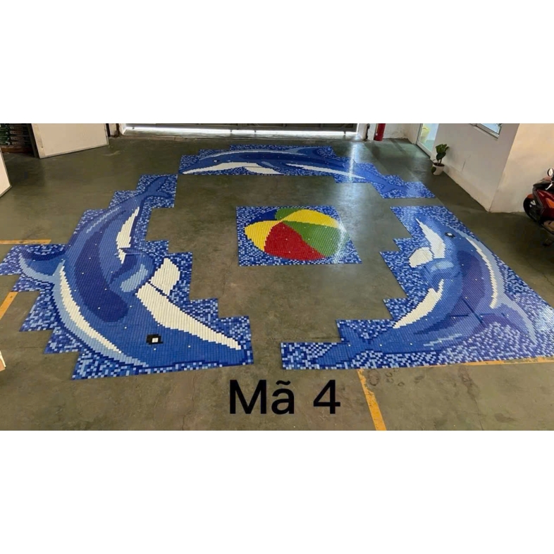 🐬 Tranh Mosaic Cá Heo Bơi Vòng – Mã 4 BHHOMETILES