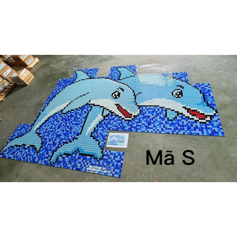 🐬 Tranh Mosaic Cá Heo Đôi – Mã S BHHOMETILES